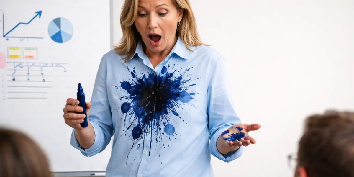 Leader staying focused and composed during disruption while guiding a team meeting under pressure