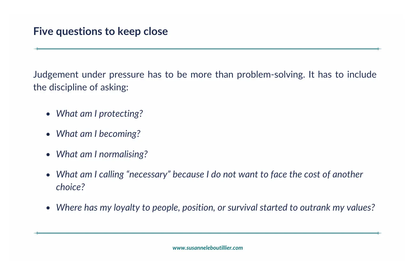 Five question to keep close